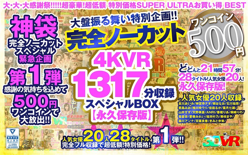 【VR】【500円ワンコイン】完全ノーカット大盤振る舞い特別企画！！4KVR1317分収録スペシャルBOX【永久保存版】 kolvrb00009を解説＆評価